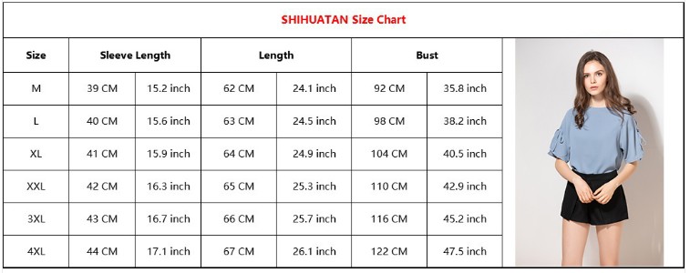 Women's blouse sizing chart 