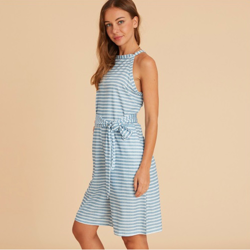 Women's Striped Jumpsuit Blue & White sleevless jumpsuit