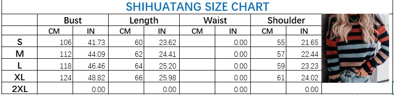 Women's pullover sweater sizing chart