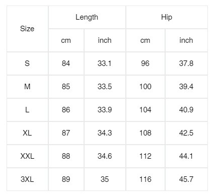 Women's Pants Sizing Chart for women's casual pants