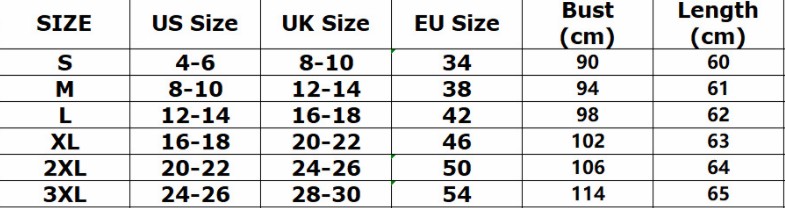 Women's half sleeve blouse shirt Sizing chart