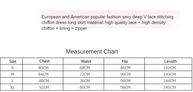 Women's Evening Gown dress measurement chart