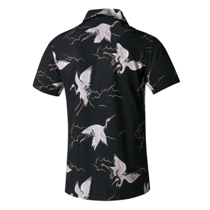 Men's Hawaiian shirt quick drying shirt with crane print