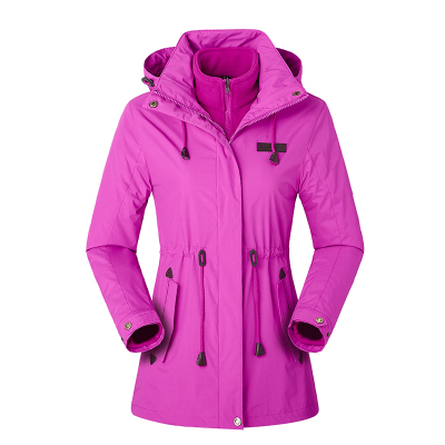 Women's 3 in 1 light purple Women's winter Jacket mid-length, outdoor fashion, waist warming, three in one