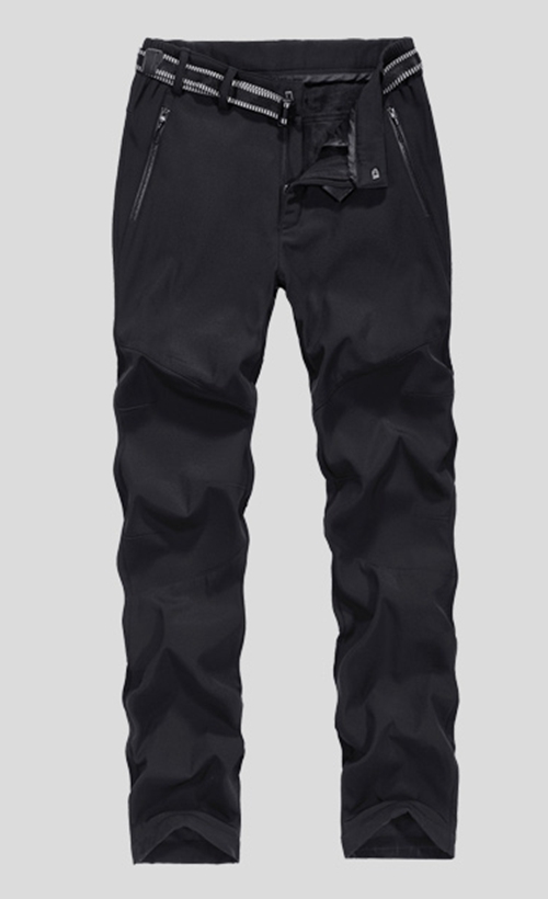 Women's lined pants fleece lined in black with belt