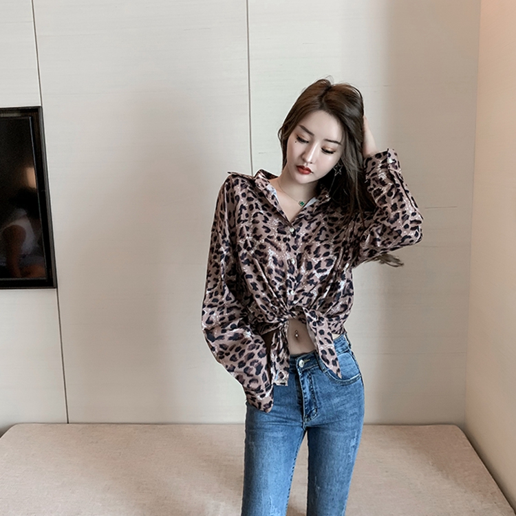 Women's Leopard Print Long Sleeve Shirt