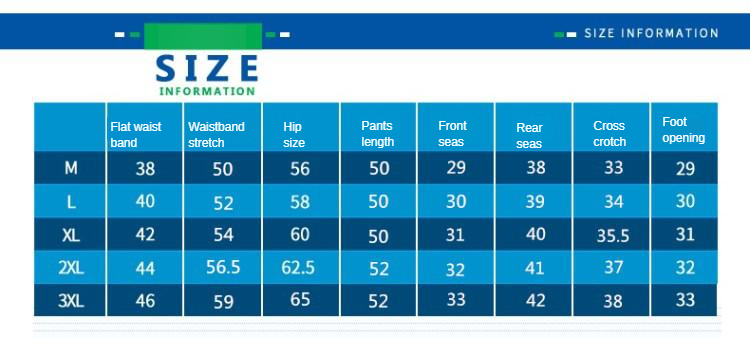 Men's Shorts sizing chart