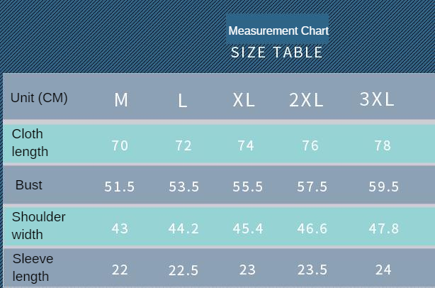 Men's Quick-Drying short sleeve Hawaiian Summer shirt Measurement Chart