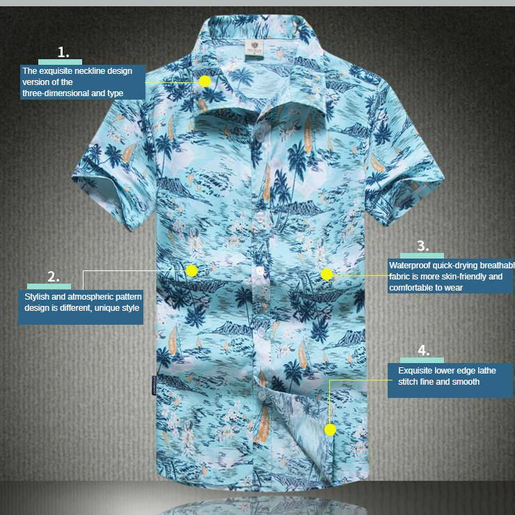 Men's Quick-Drying short sleeve Hawaiian Summer shirt