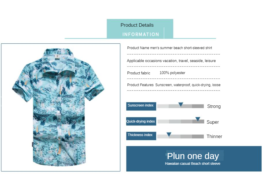 Product details about this men's hawaiian button up shirt