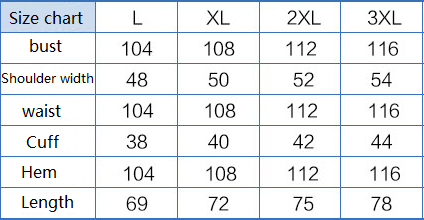 Men's Hawaiian Shirt Size chart