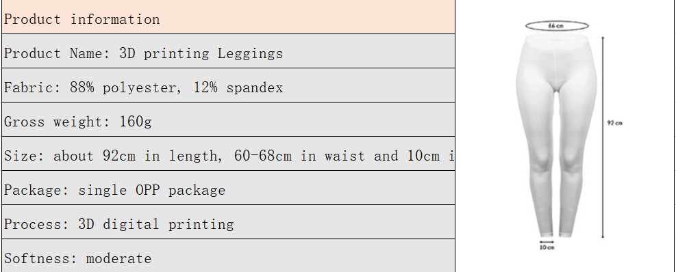 Women's Yoga pants spandex pant Product information chart