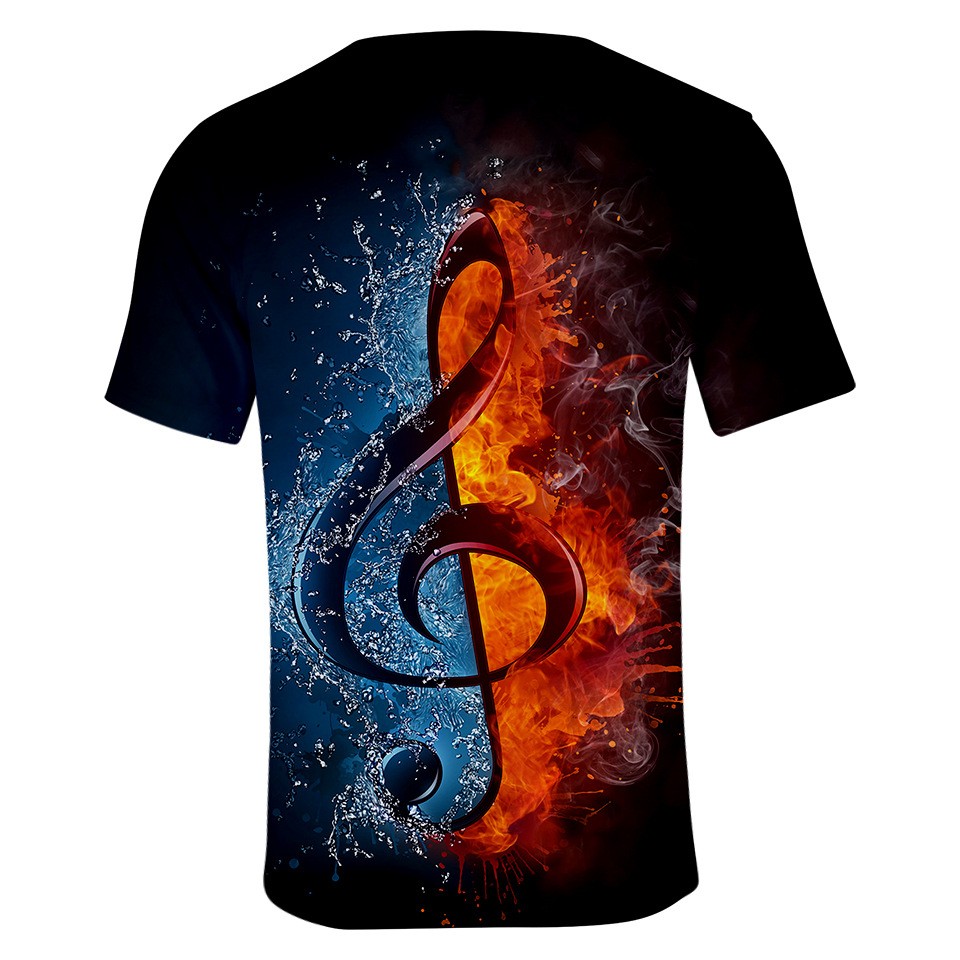 Men's 3D T-Shirt Music Note 3D Print Short Sleeve T-Shirt