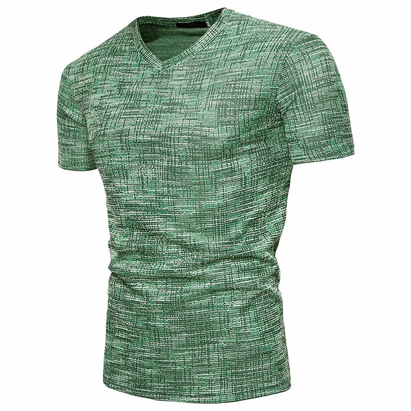 Men's V-Neck T-Shirt Green Men's Short Sleeve V-Neck T Shirt