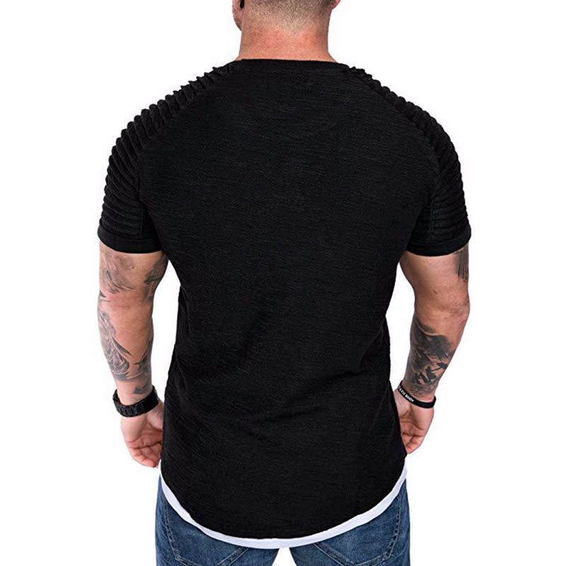 Men's Daily T-shirt Solid Colored Black Short Sleeve Tops Round Neck White Black Green Khaki / Sports T-Shirt