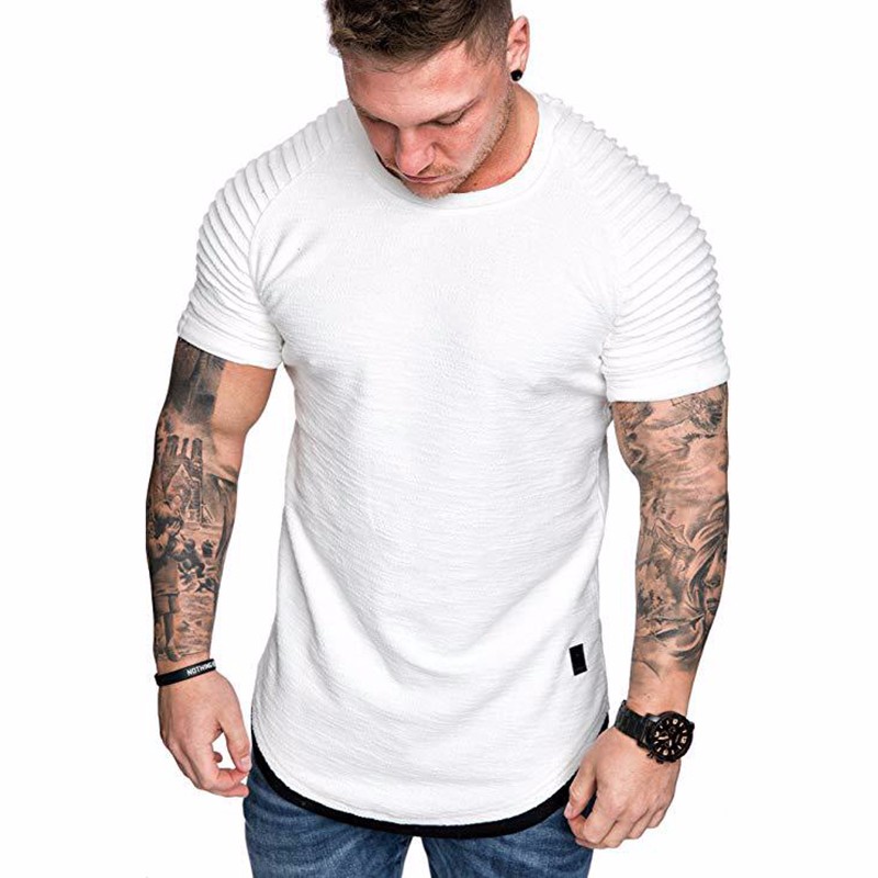 Men's Daily T-shirt Solid Colored White Short Sleeve Tops Round Neck White Black Green Khaki / Sports