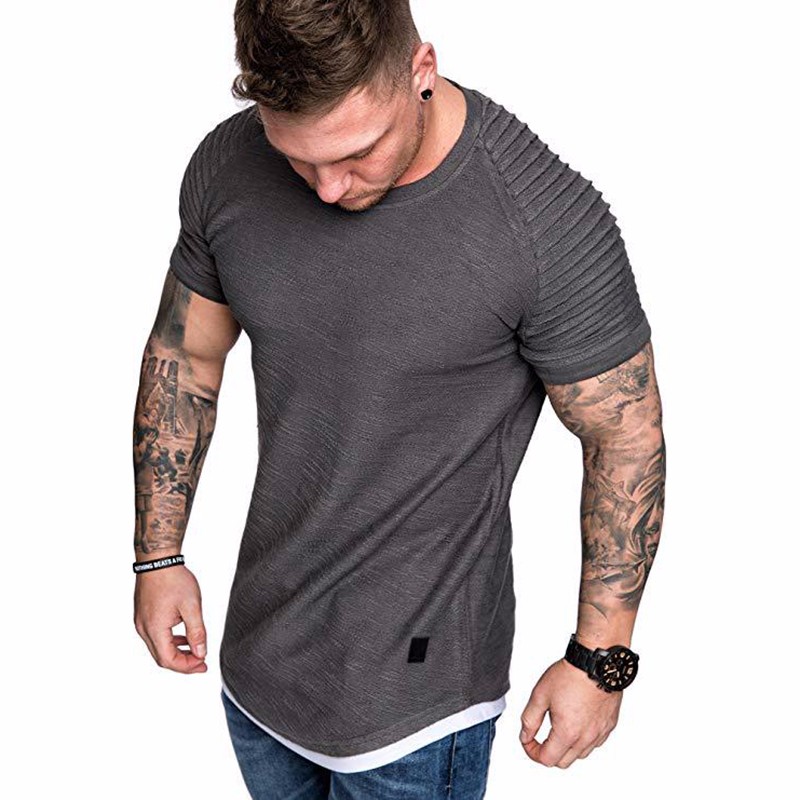 Men's Daily T-shirt Solid Colored Grey Short Sleeve Tops Round Neck White Black Green Khaki / Sports