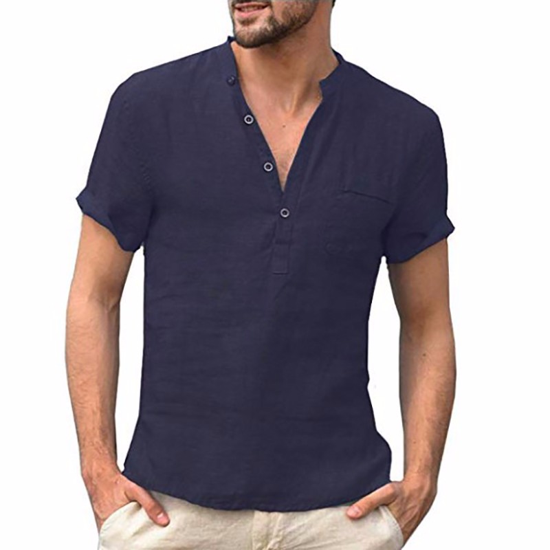 Men’s Short Sleeve Navy Blue Men's Short Sleeve cotton V-Neck T-Shirt