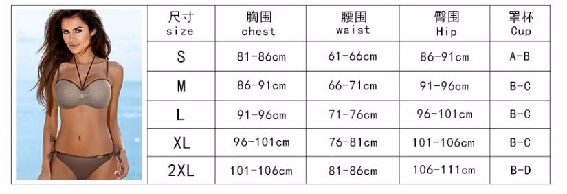 Women's Bikini Swimsuit size chart