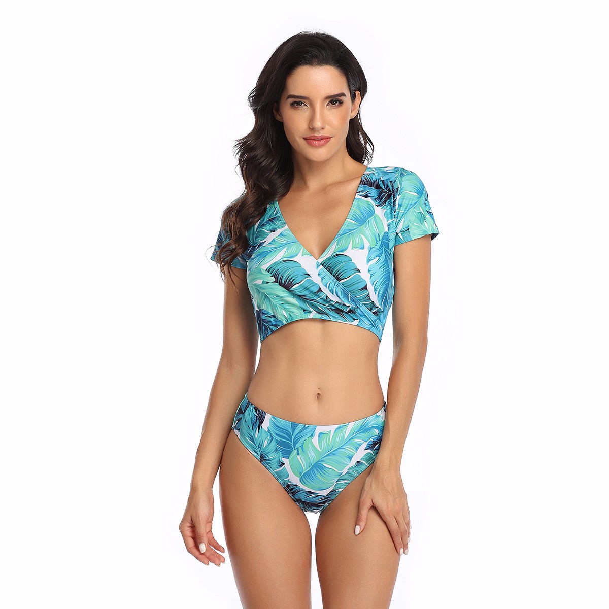 Womens bathing Suit Blue, Teal and white Women's Bikini Two Piece Swimsuit