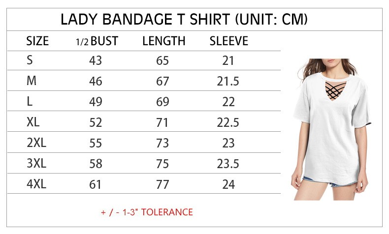 Women's T-shirt  Short-Sleeved Cotton T-shirt Sizing Chart