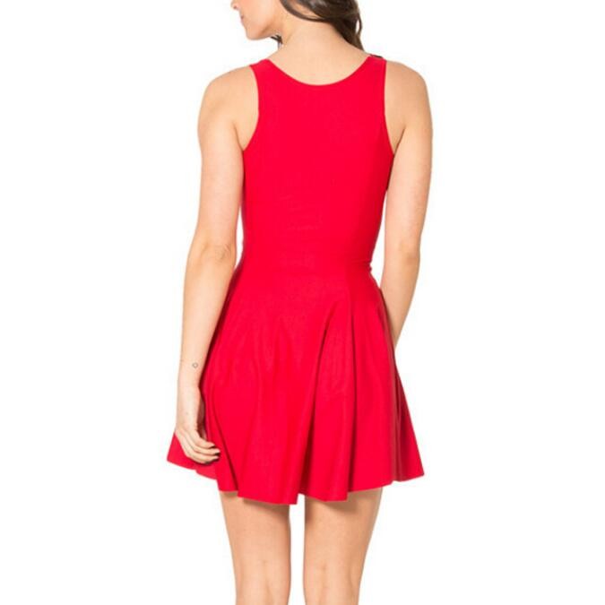 Women's Dress in Red slim woman dresses up in sleeveless zipper embellished dresses