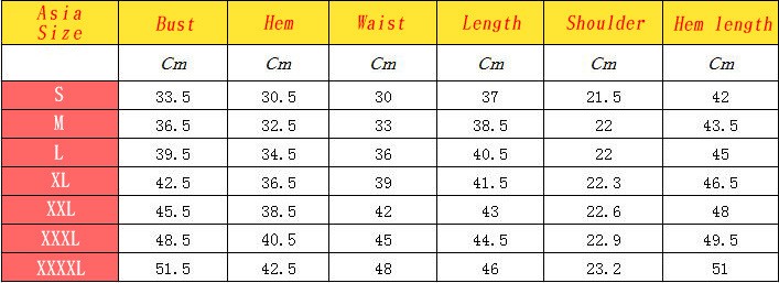 Women's Dress Size chart for Red slim woman dresses