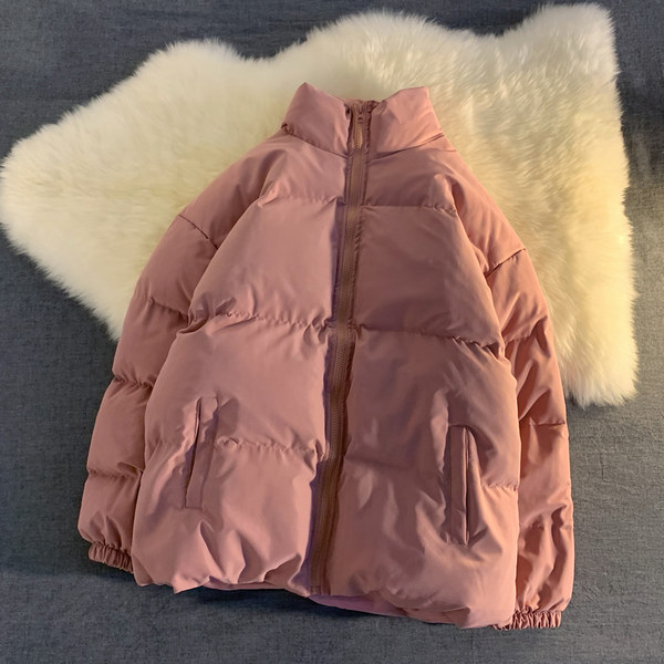 Winter Hong Kong Style Loose Bomber Couple Jacket Pink