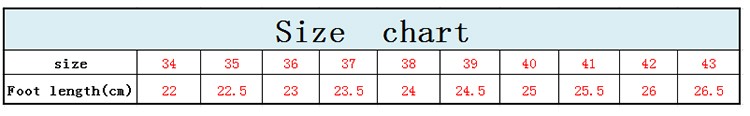 women's sandals Size Chart