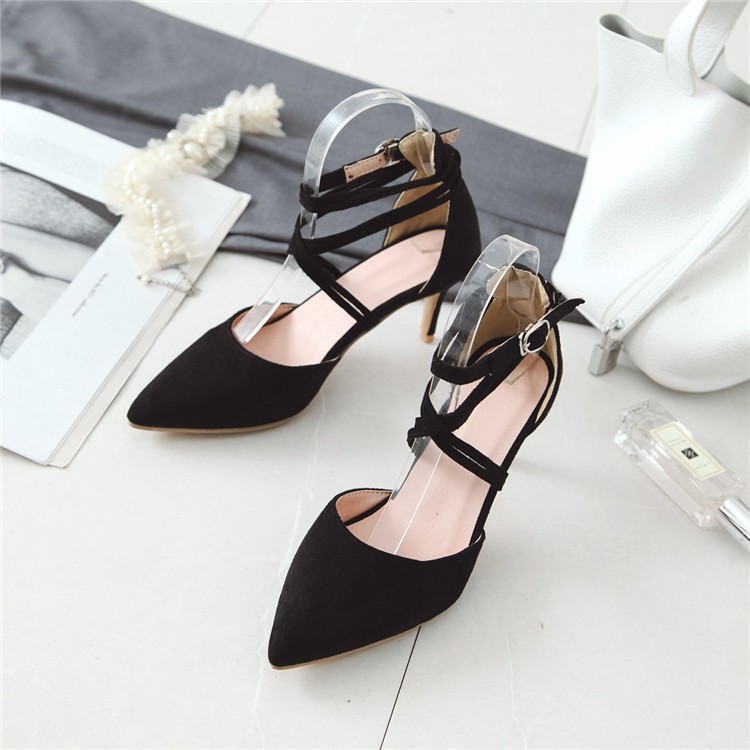 Women's stiletto plus size solid color pointed toe stiletto sandals