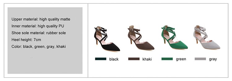 Women's stiletto shoe colors black, Khaki, green, grey