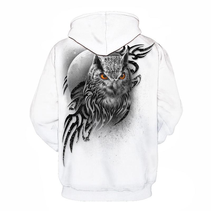 Men's hoodie is comfortable, warm, and stylish with an Owl 3D digital printing