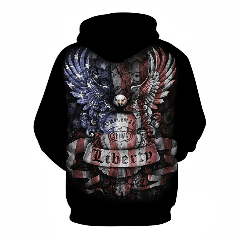 Men's eagle hoodie eagle print hooded sweater letter print Liberty