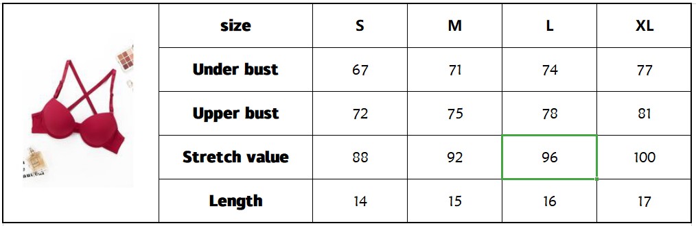 Womens Bra sizing chart