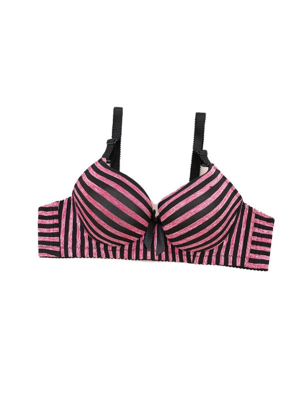 Women's underwire bra underwear sexy sweet black pink striped underwire bra