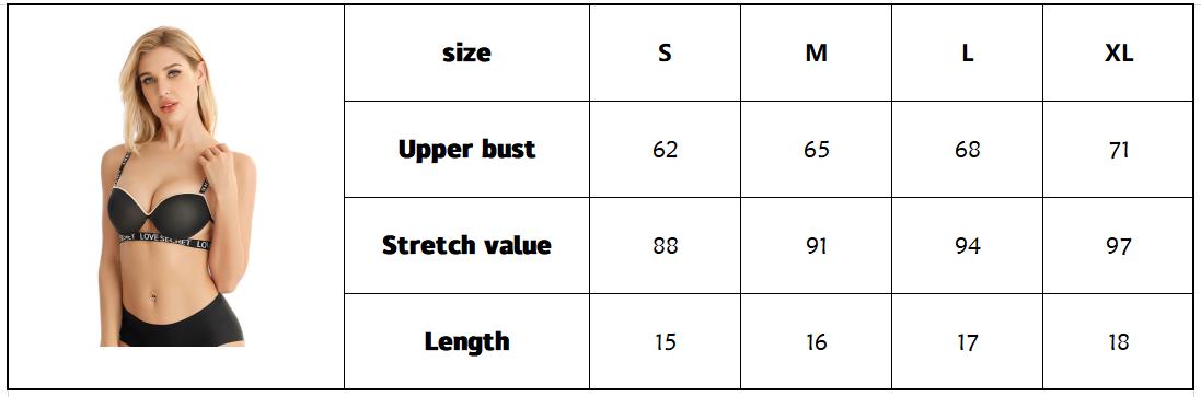 Women's push-up bra Sizing Chart