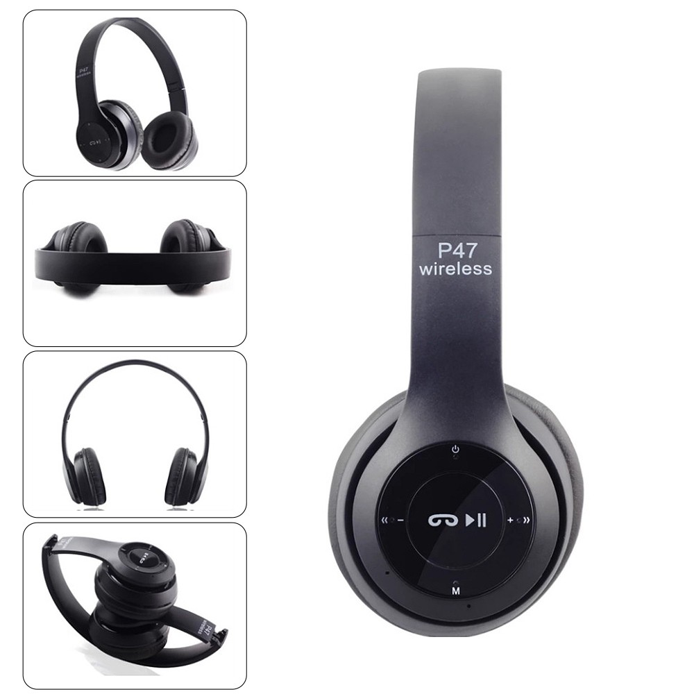 Black Bluetooth Wireless Headphone Audio Stereo Cordless Headset