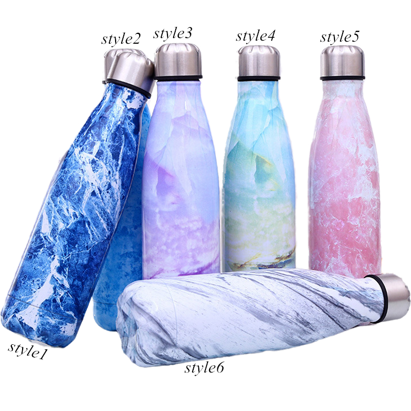 Imitation marble pattern thermos mug male and female student couple cola bottle car portable portable thermos mug