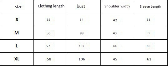 Women PU Leather jacket sizing chart