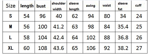 Women's faux Leather jacket  sizing reference sizing chart