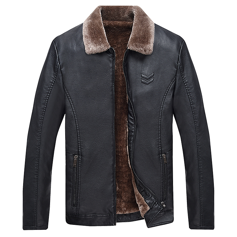 Men's leather jacket Black Men's faux Leather Winter Jacket