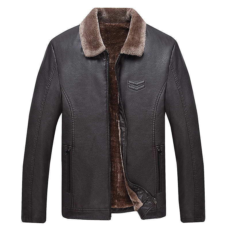 Men's leather jacket Zip collar Men's PU Leather Winter Jacket