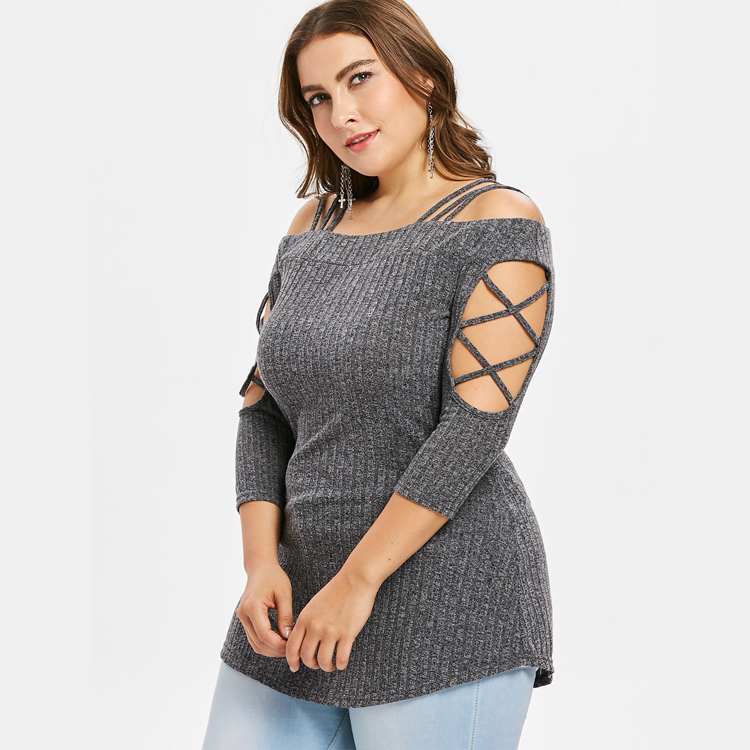 Women's Plus Size Sweater Cotton Polyester for a soft comfortable fit 