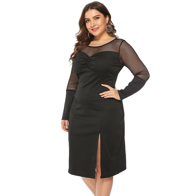 Women Plus Size Winter Knee Length Sexy Skirt Dress