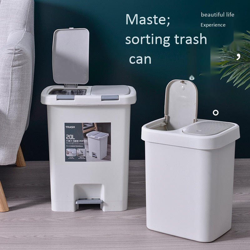 Pedal type trash can classification trash can bathroom kitchen bedroom with lid creative classification foot trash can