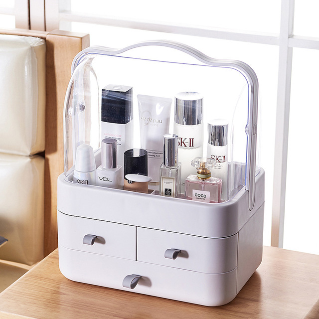 Portable transparent drawer type skin care product storage box dustproof cosmetic storage box
