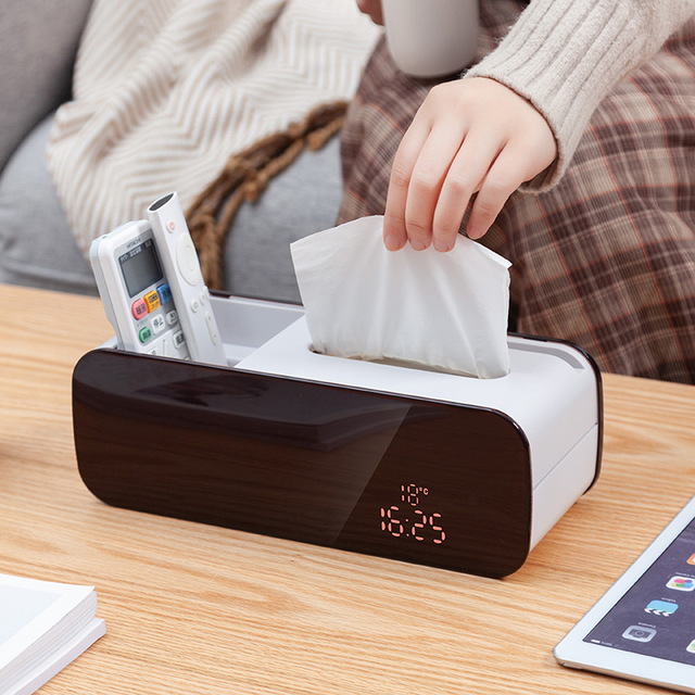 Multifunctional smart alarm clock tissue box phone holder (ordinary)