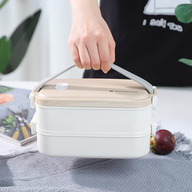 Portable large-capacity stainless steel double-layer insulated lunch box