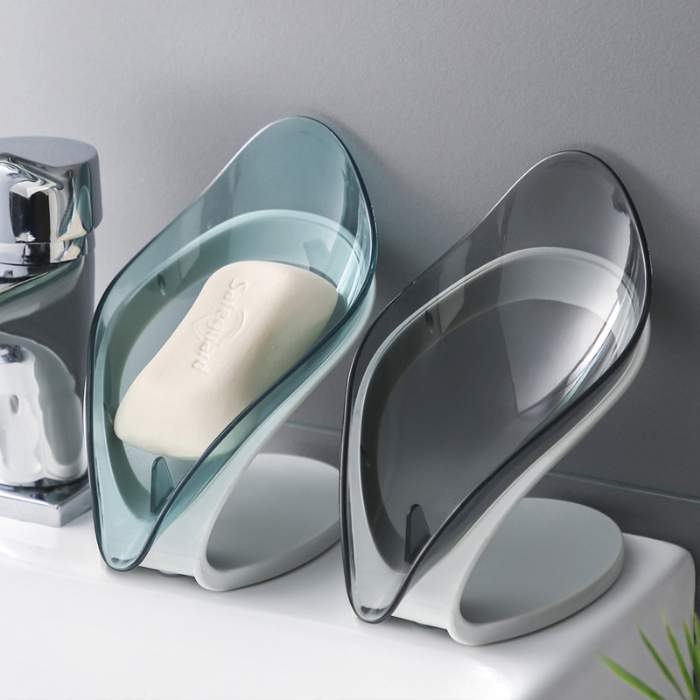 Creative transparent leaf soap tray Drain soap box Bathroom soap tray without perforating Leaves soap tray