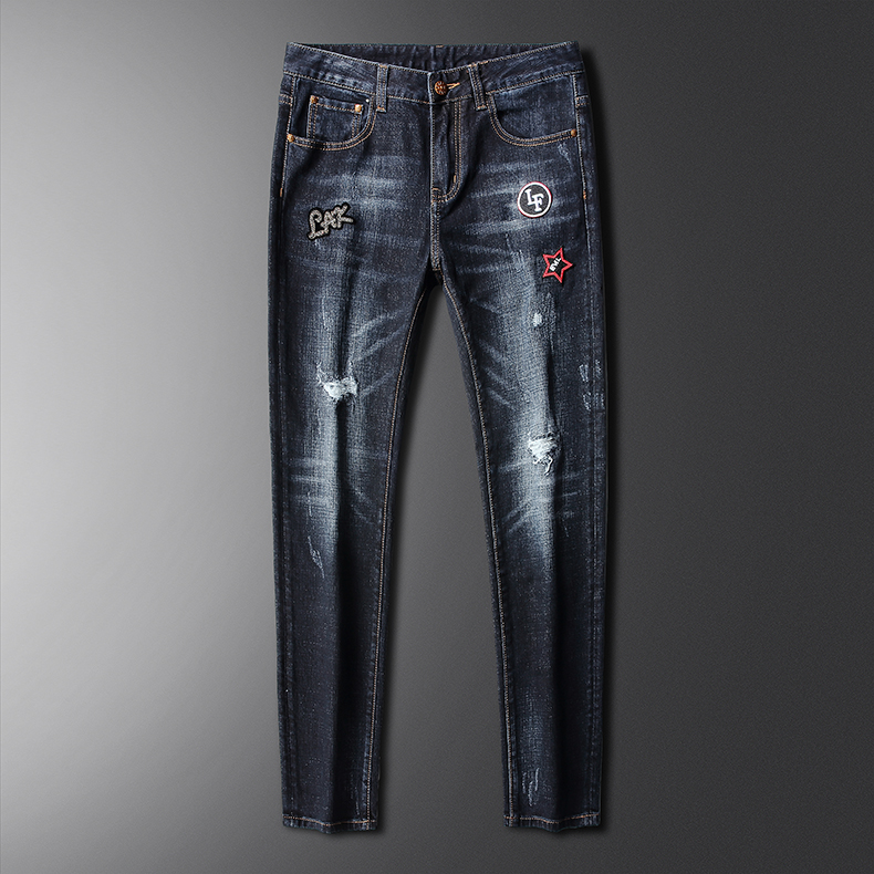 Men's washed Jeans with button clasp